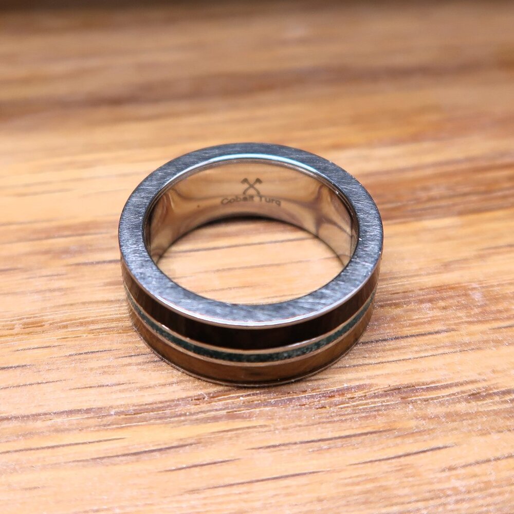 Manly Bands Cobalt Turq Man's Ring Browns and Turquois Size 7.5 - Picture 4 of 6